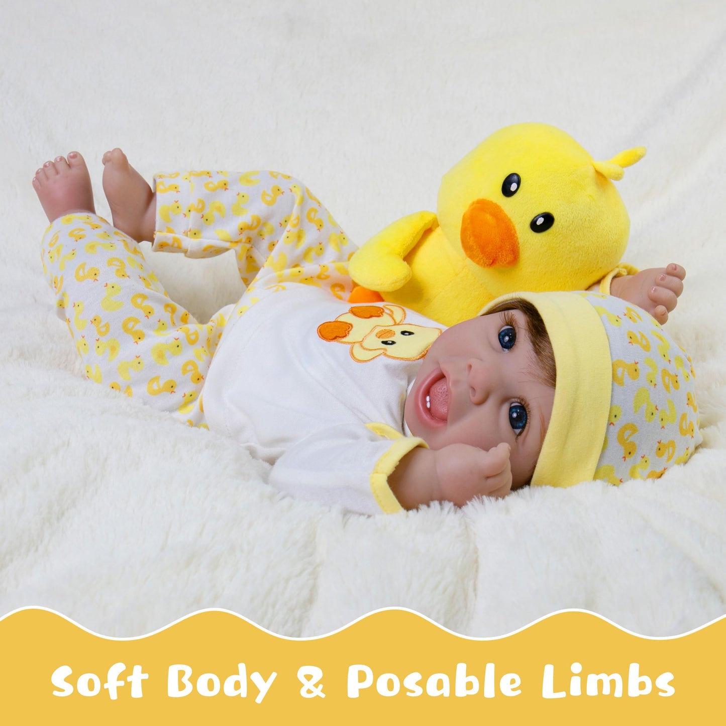 Ekokiz Realistic Baby Doll 22-Inch Lifelike Newborn Baby Doll Soft Cloth Body Real Life Baby Dolls With Clothes And Toy Accessor