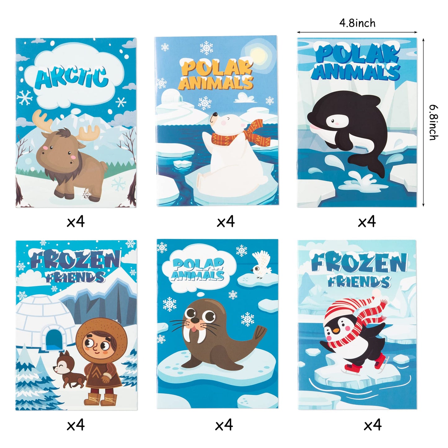 Dvbonike 24Pcs Polar Animals Coloring Books Winter Theme Diy Art Booklet Drawing Pattern Including Arctic Bear Penguin Birthday