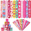 48 Pieces Valentine's Day Slap Bracelets Bulk Party Favors for Kids - 12 Designs Love and Hearts Snap Bands, Classroom Exchanges