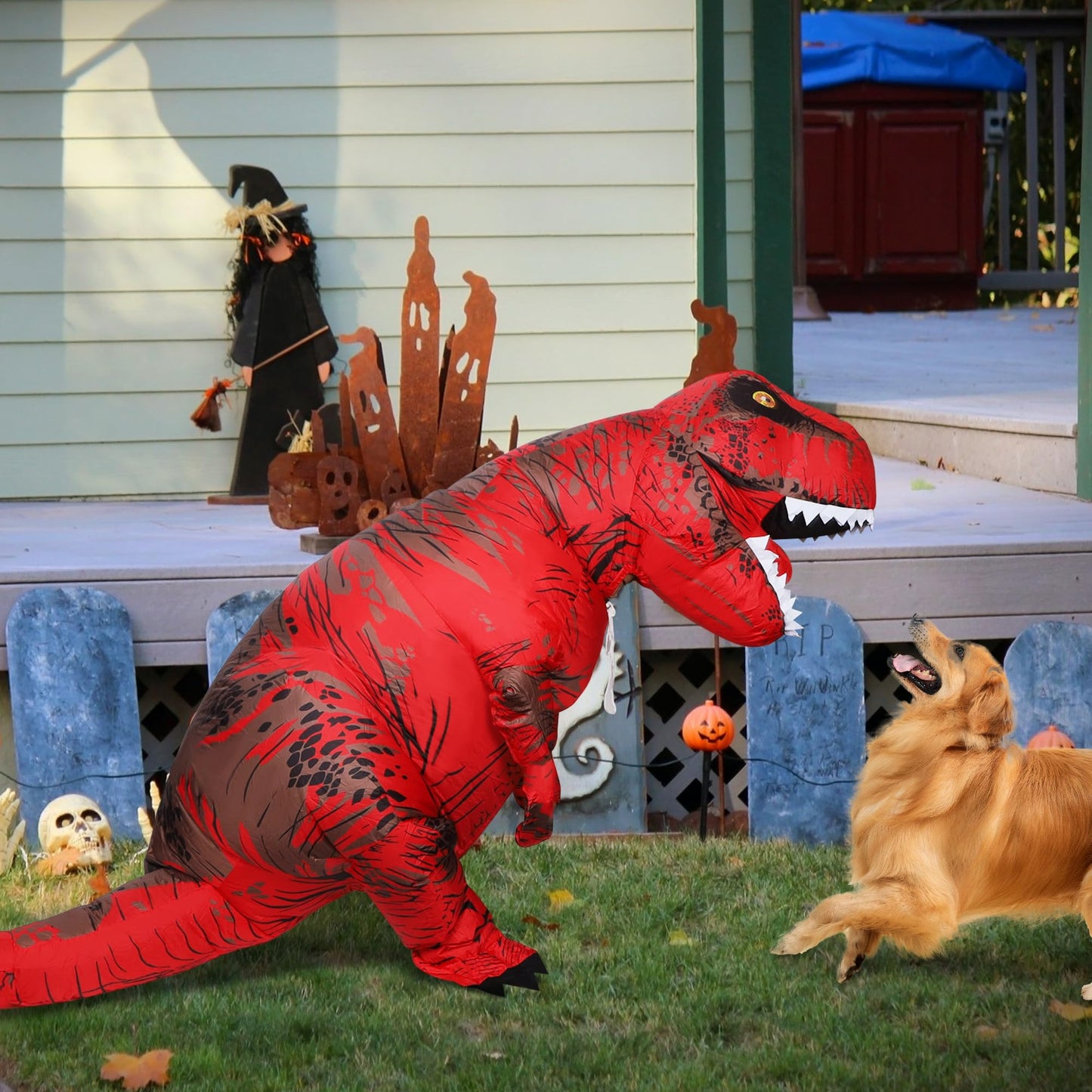 Atdawn Inflatable Dinosaur Costume For Kids, Blow Up Trex Dinosaur Costume, Halloween Costumes For Boys Girls, M