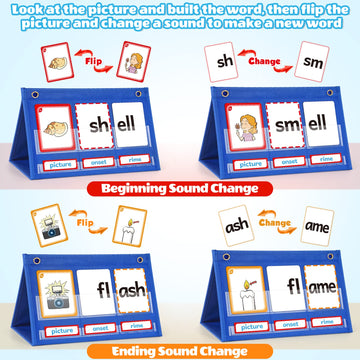 Torlam Blends & Digraphs Pocket Chart, Onset Rime Phonics Games Sight Word Flash Cards, Educational Spelling Reading Learning Blending Board, Elementary Kindergarten Classroom Teachers Must Haves
