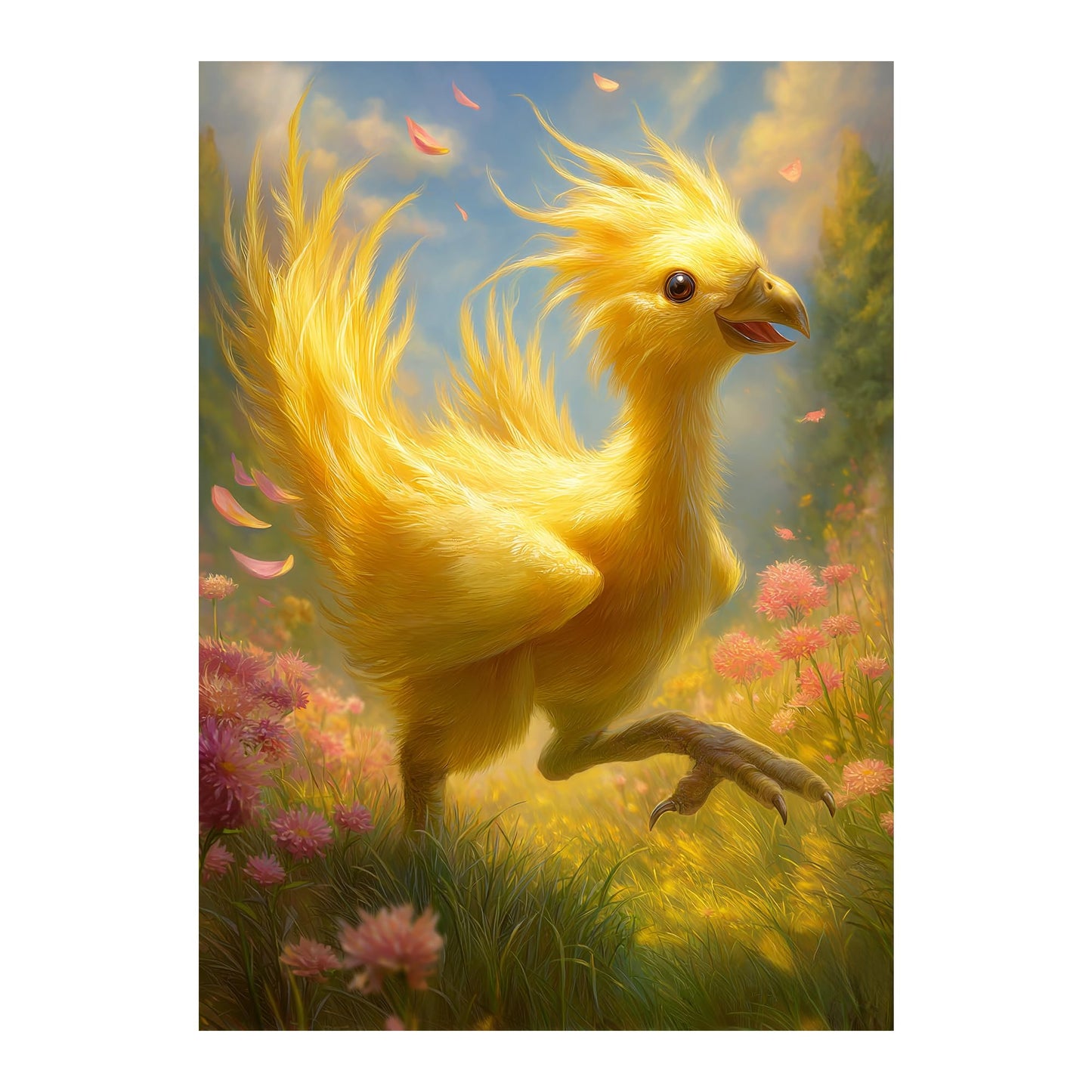 Katomula 100 Mtg Card Sleeves With 100 Inner Sleeve, Textured Back Art Sleeves, Fit Standard Size Cards- Chocobo
