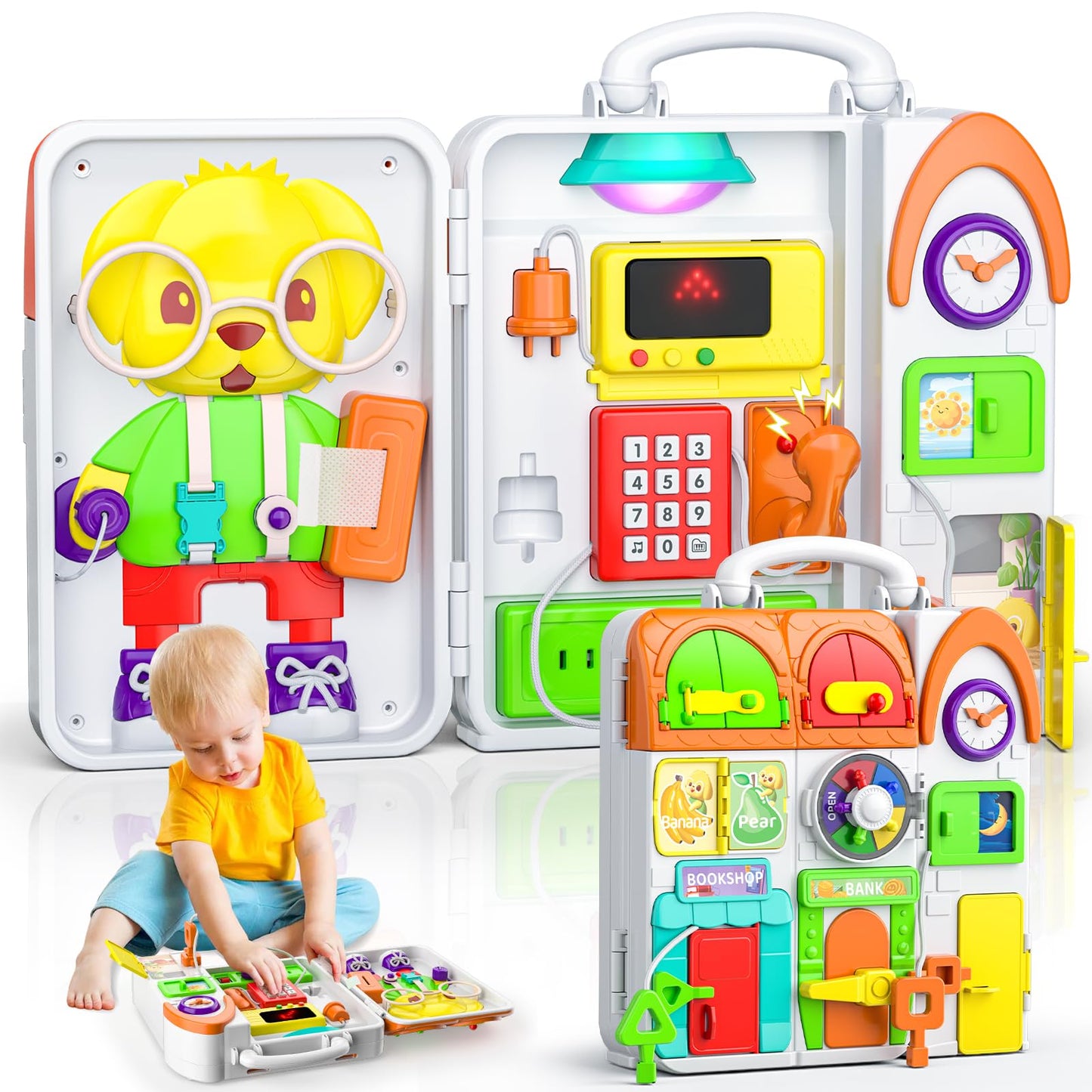 Montessori Busy Board for 1 Year Old Boy Toy, Birthday Gifts for 12-18 Month Old Boy Girl, Learning Toys for Toddlers 1-3, Toddl