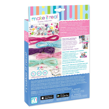 Make It Real: Rainbow Bling Bracelets Kit - Create 5 Unique Cord Charm Bracelets, 82 Pieces, Includes Play Tray, All-In-One, DIY