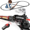 Hot Bee Train Set For Boys, Alloy Remote Control Train Sets With Steam Locomotive, Light Up Cars And Tracks, Electric Trains Set