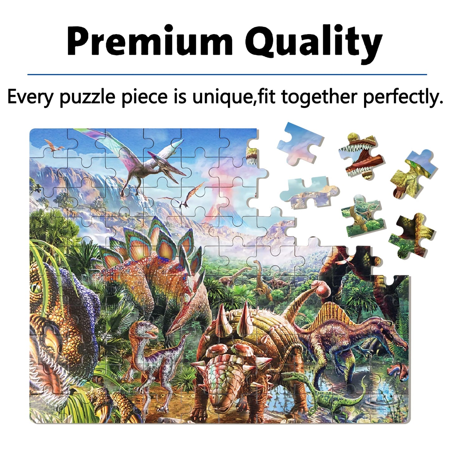 Lelemon Puzzles For Kids Ages 4-8,Tyrannosaurus 100 Piece Puzzles For Kids,Educational Kids Puzzles Ages 6-8 Jigsaw Puzzles In A Metal Box,Dinosaur Puzzles For Kids Ages 5-8 Cool Puzzle Games Toys
