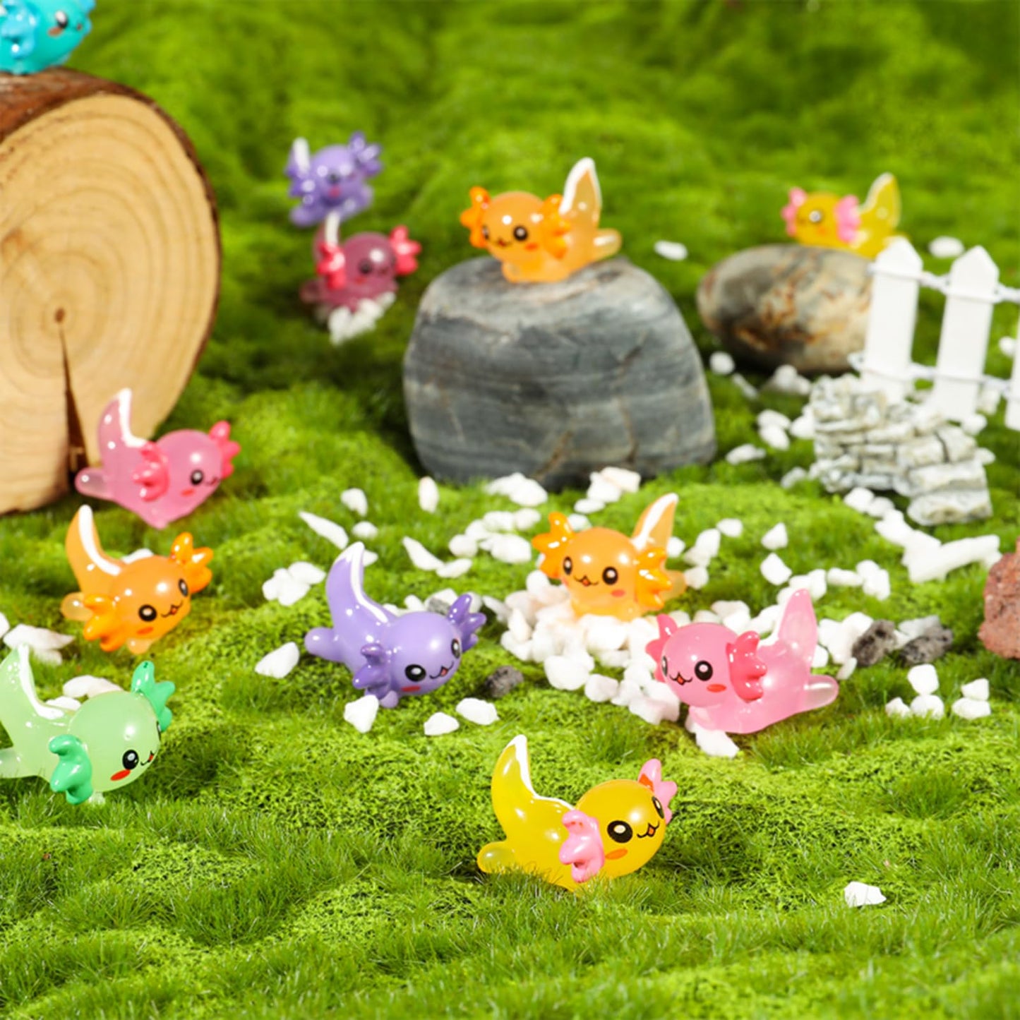 GGSTDDUP 70 Pcs Mini Resin Axolotl, Tiny Axolotl Miniature Figures Toy Mini Axolotl Charm Ornament for Fairy Garden Landscape Aq