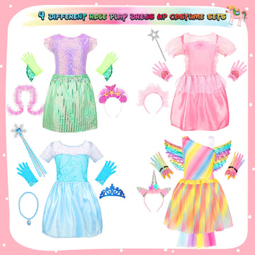 Limiroler Princess Dress Up Clothes For Little Girls Princess Role Play Costume Gift Set 25 Pcs Pretend Toys Kit For Toddlers Girls Aged 3-6 Years Old