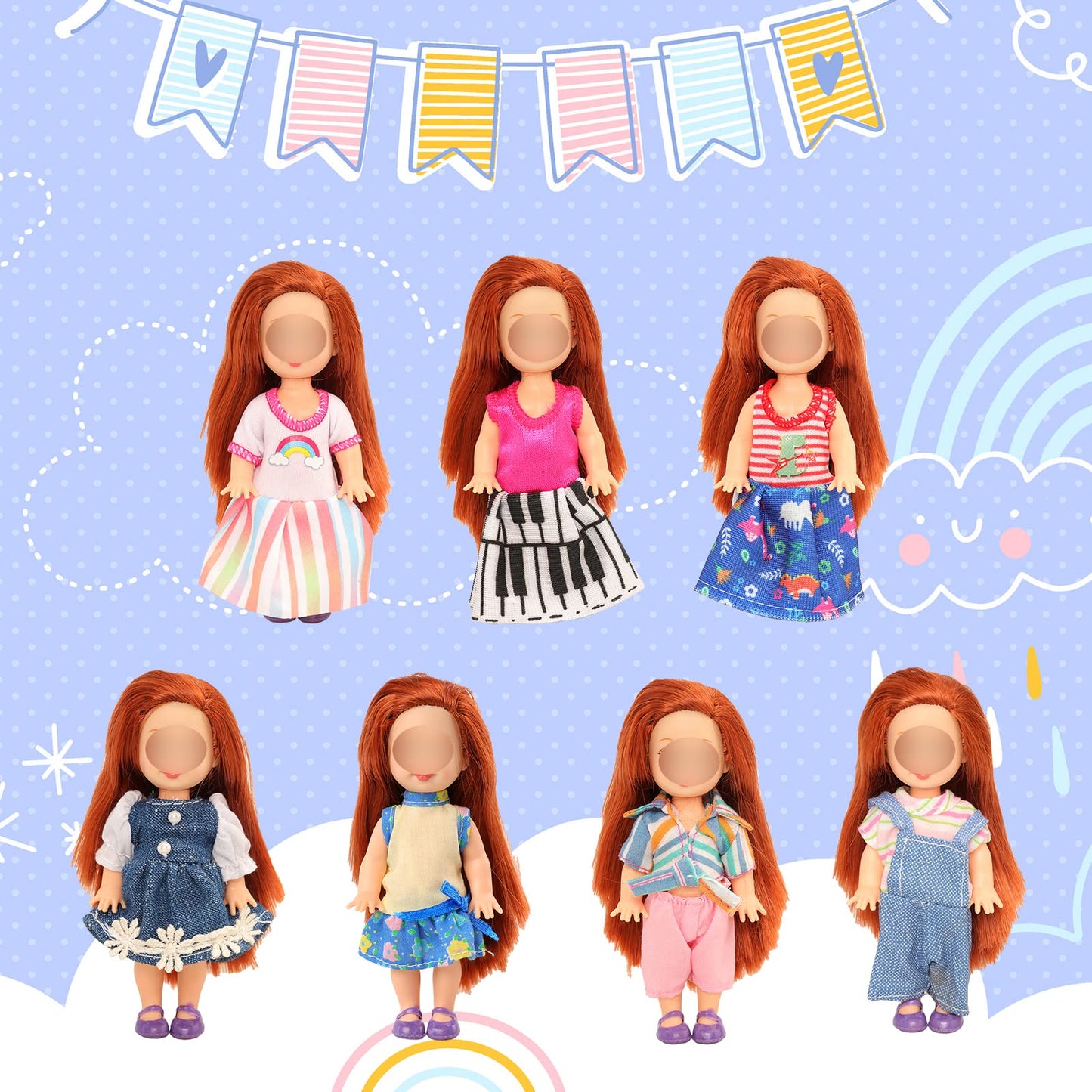 Barwa 6Pcs 4 Inch Doll Clothes Fashion Dresses Outfit For 4 Inch Doll 5 Inch Doll