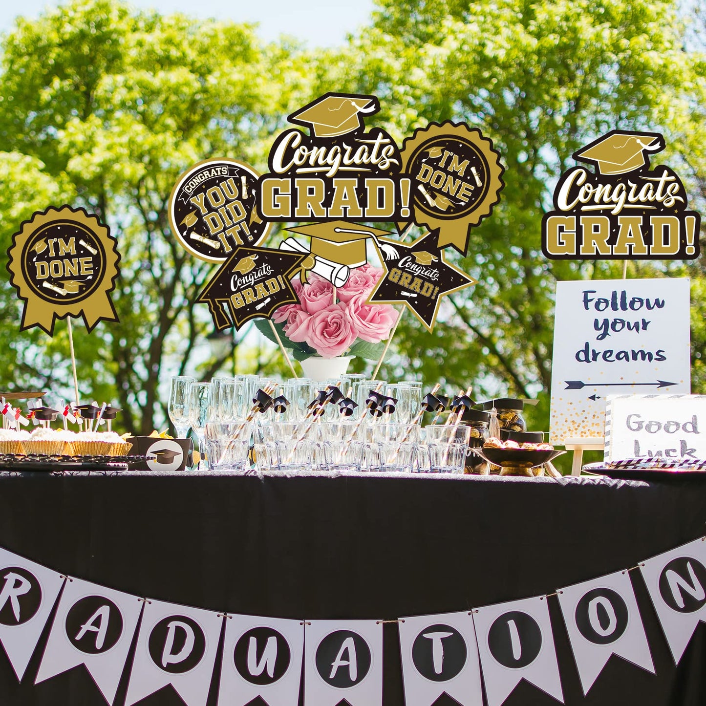 30Pcs Graduation Party Decorations Class Of 2024 Congrats Grad Table Centerpiece,Graduation Table Decorations,Graduation Centerp