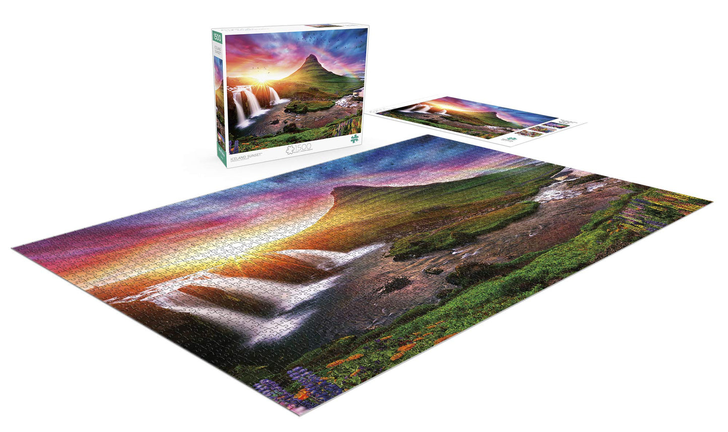 Buffalo Games Iceland Sunset 1500 Piece Jigsaw Puzzle for Adults - Large Multicolor Puzzle - Perfect for Game Nights 38.5 x 26.5