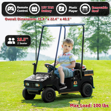 Karbost 12V 7Ah Golf Cart For Kids Boys Girls, Battery Powered Ride On Toys With Parent Remote Control, 2 Seater Ride On Golf Ca