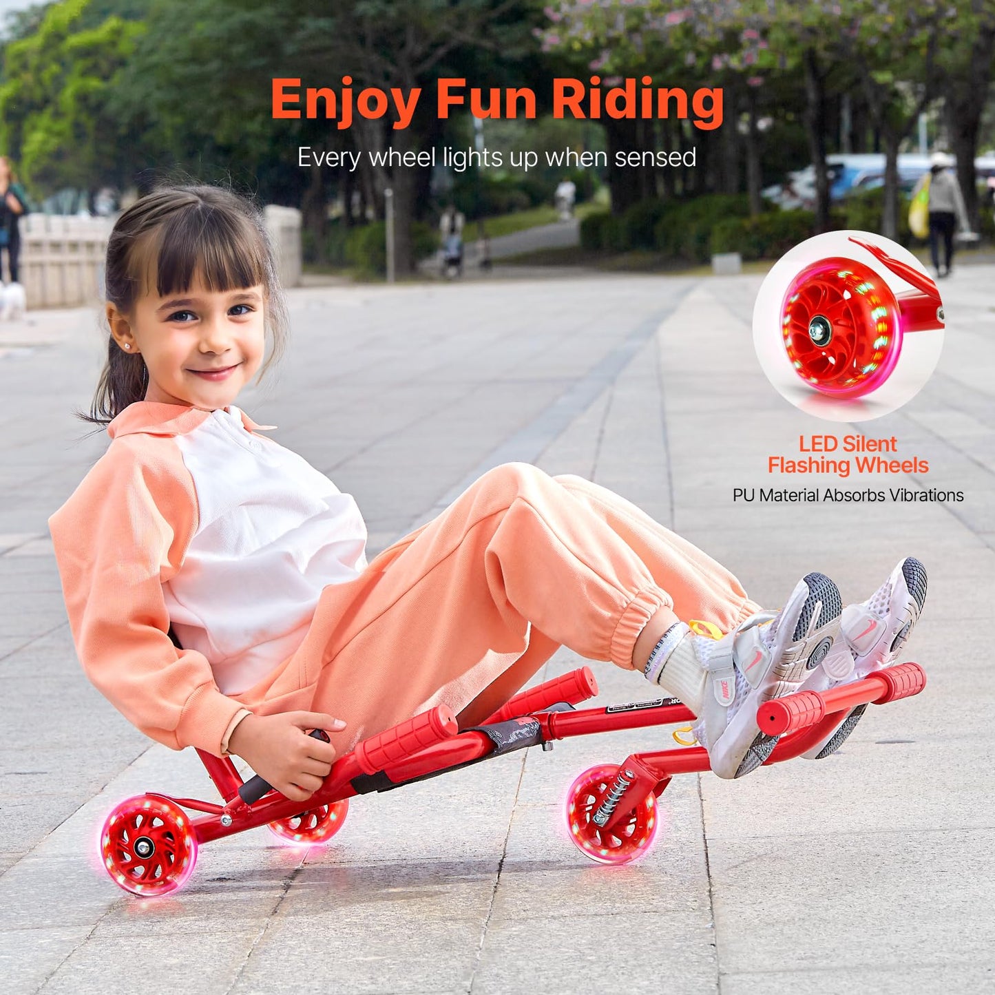 Vevor Ride On Scooter, Load Capacity Of 132 Lbs, Swing Side-To-Side For Amazing Ride Powered By Zig-Zag Motion, Ride On Drifting