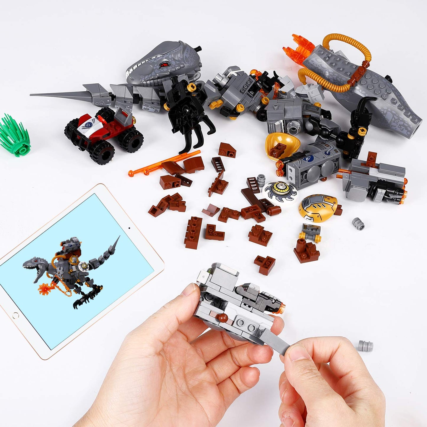 Enjbrick Dinosaur Building Set For Boys 8-14 Years,Dino Toy For Boys And Girls, With Truck,Baby Dino For Movie Fans Birthday Gifts
