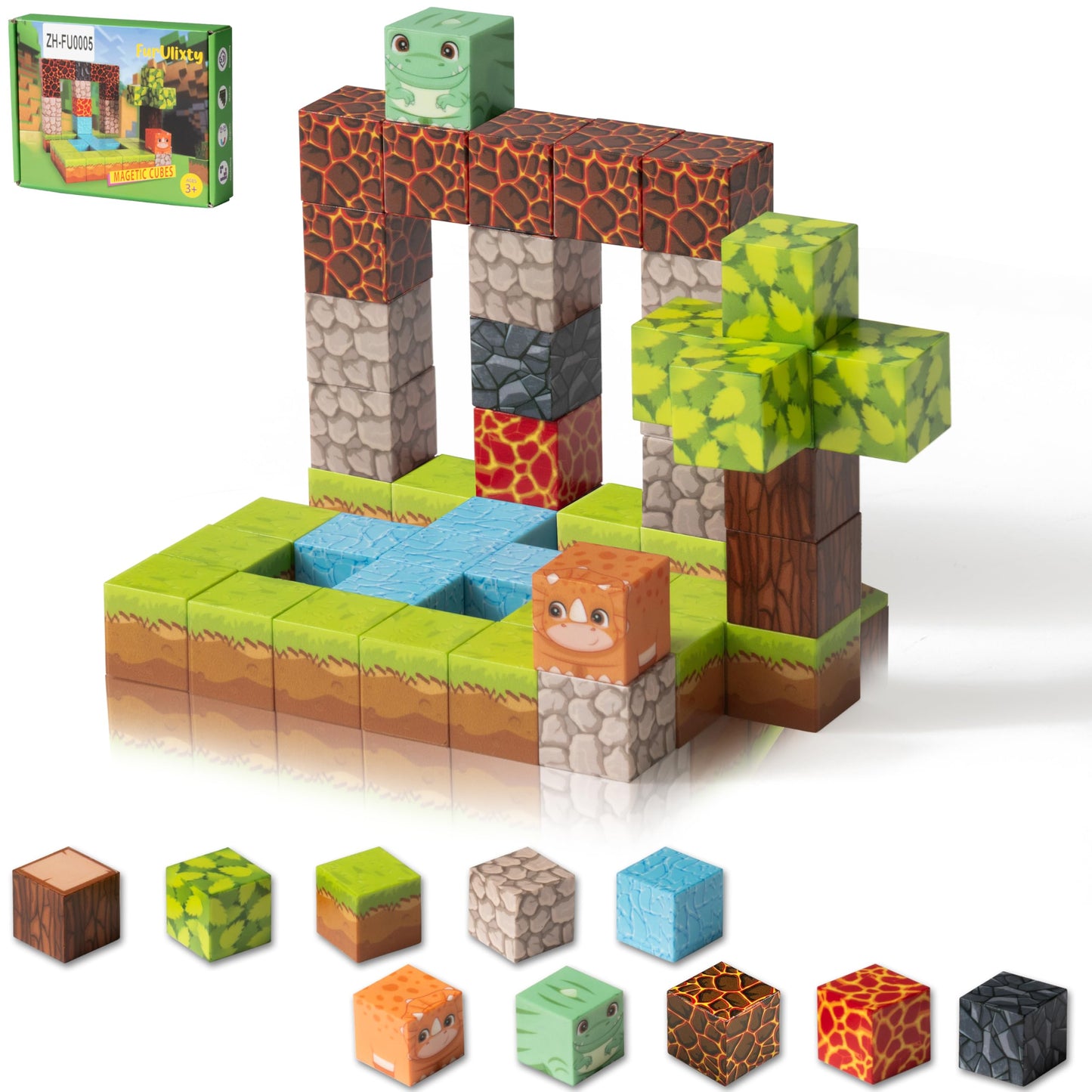 Furulixty Magnetic Blocks Building Toys For Kids Ages 3+,Build 3D Magnetic Building Blocks Set Upgraded Learning Kit Kids Build