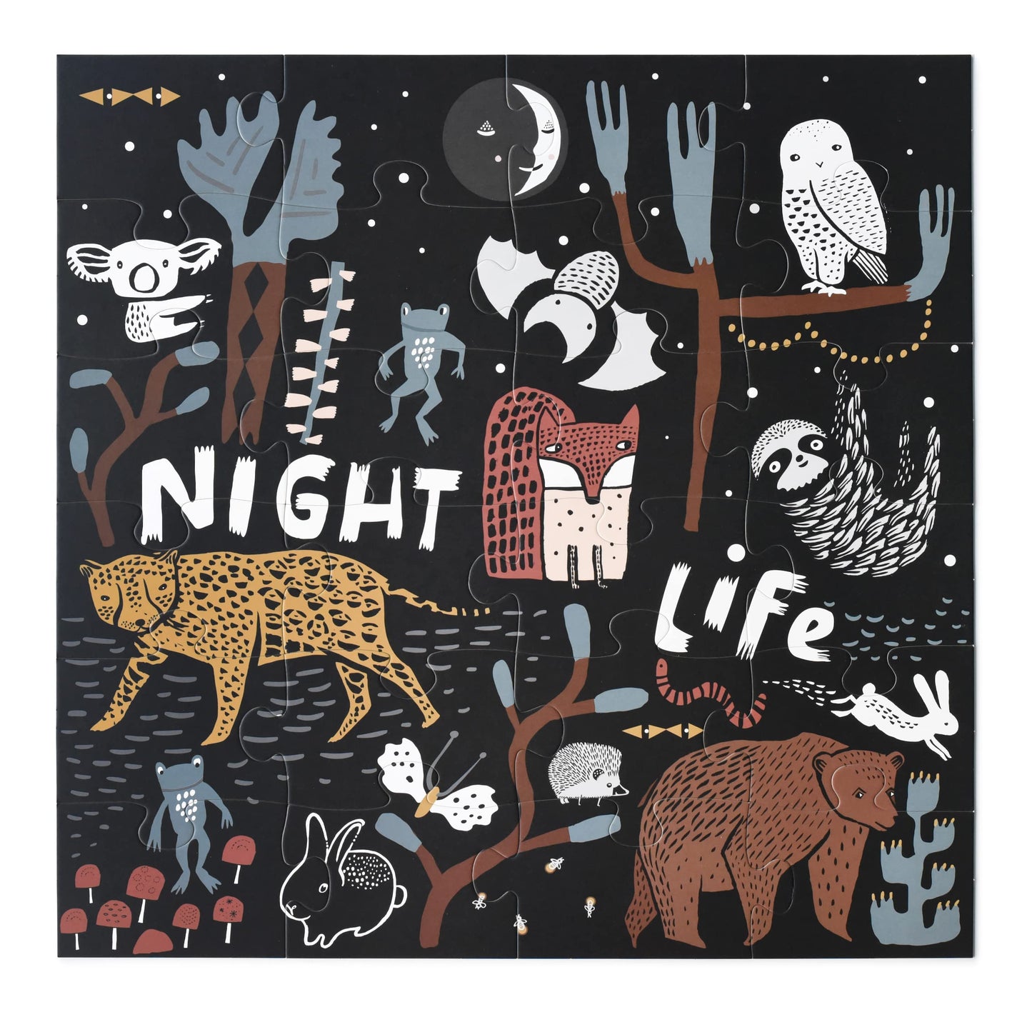 Wee Gallery Night Life Floor Puzzle, 24 Large Pieces, Durable Jumbo Jigsaw Floor Puzzles For Beginner, Toddlers, Preschool Kids, Learning Toy, Cognitive & Motor Development Activities, Brain Games
