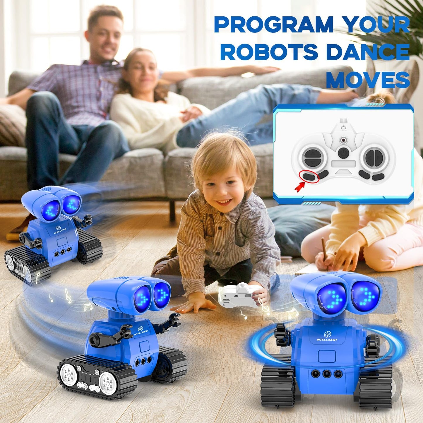 Toy Life Rechargeable Remote Control Robot Toys With Auto-Demonstration, Music & Led Eyes. Walkie Talkie Robot Toys For Kids 7 8 12, Kids Robot Toys Gifts For Boys Girls, Toddler Rc Robot (Blue)
