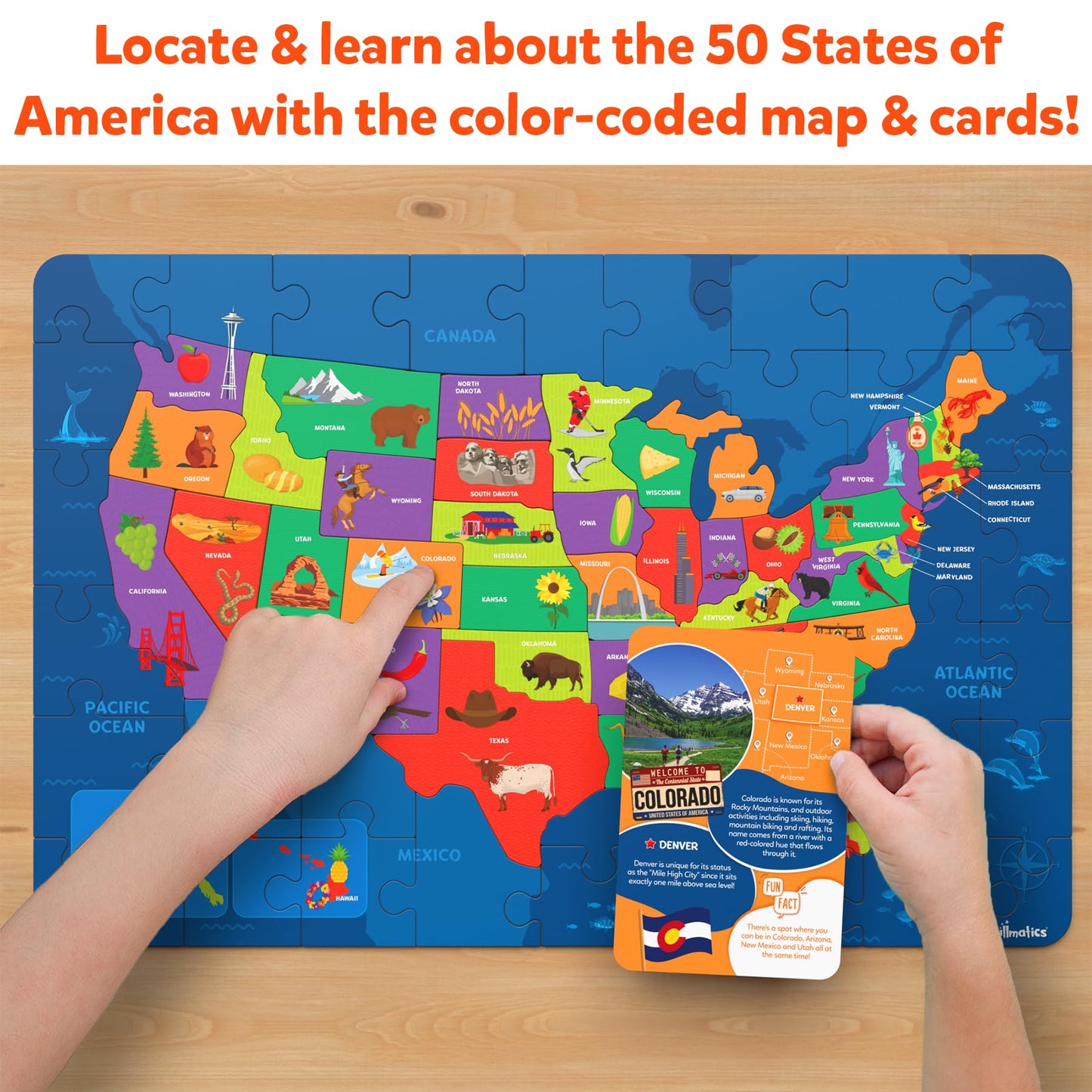 Skillmatics United States Map Puzzle - 75 Piece Jigsaw Puzzle, Educational Toy, Geography For Kids, 250+ Facts About The States Of America, Gifts For Boys & Girls Ages 6 To 12