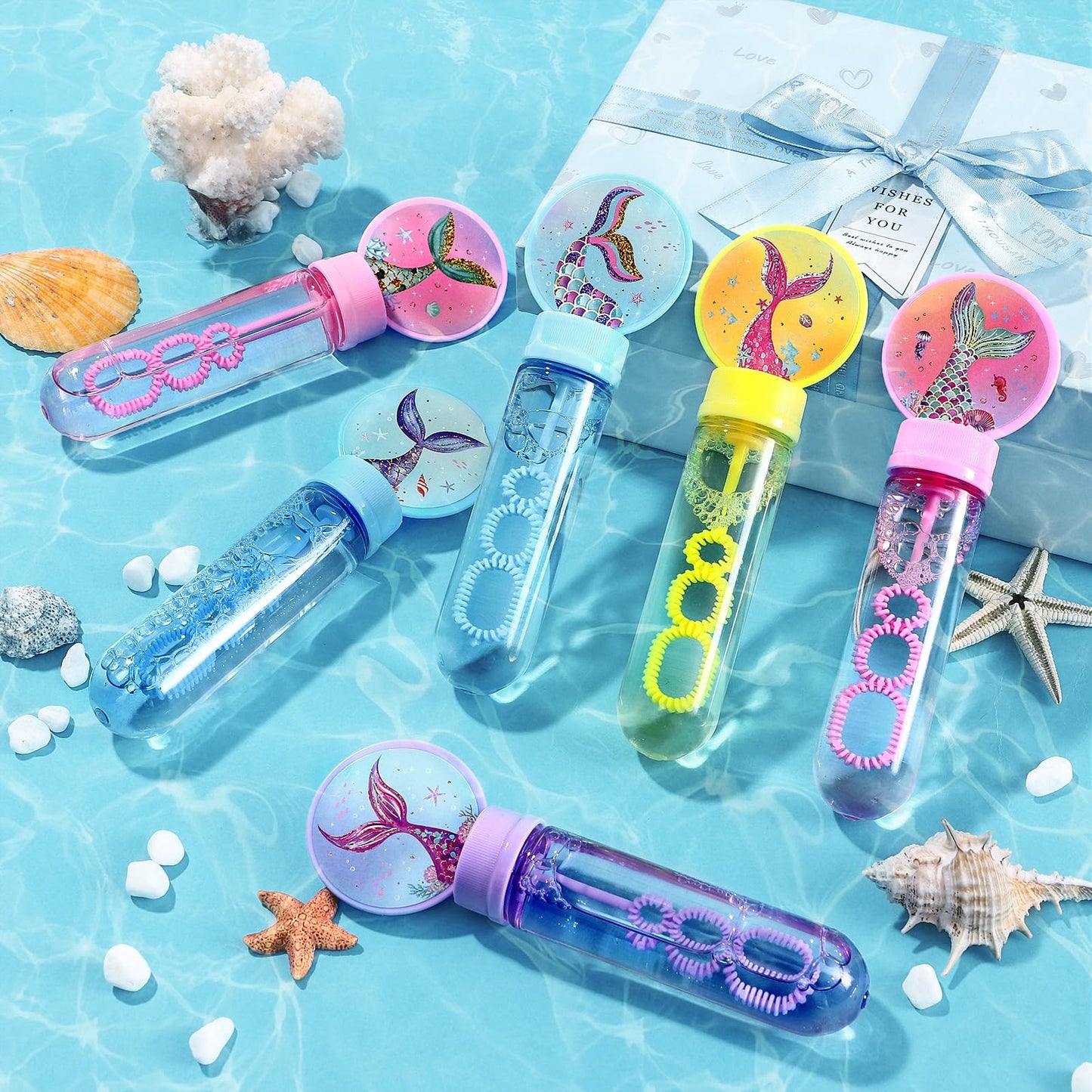 Winrayk 24Pcs Mermaid Bubble Wands For Kids Bubbles Party Favors Big Bubbles Bulk Mermaid Party Favors Birthday Supplies Valentine Gift Christmas Toy Easter Wedding Mermaid Bubbles Goodie Bag Stuffers