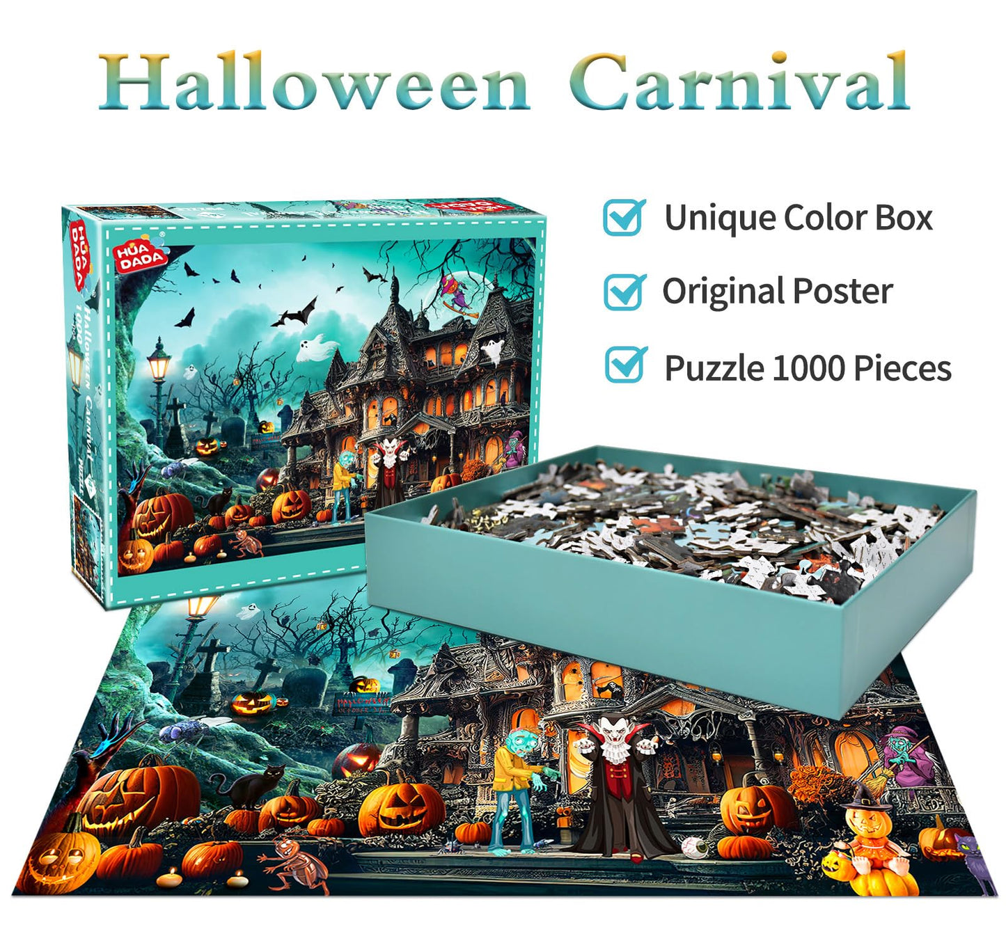 Halloween Jigsaw Puzzles For Adults 1000 Piece Puzzle For Adults 1000 Pieces Puzzle 1000 Pieces-Horror Night Watch Party