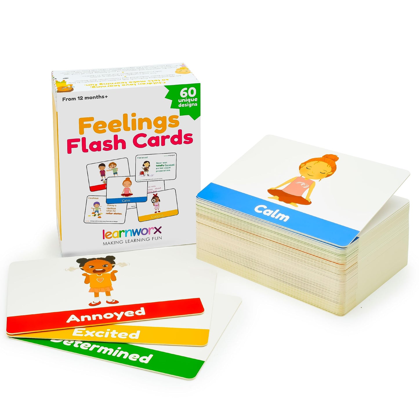 Feeling Flash Cards - 60 Unique Feeling Cards For Kids - Learn Emotions & Feelings Flashcards