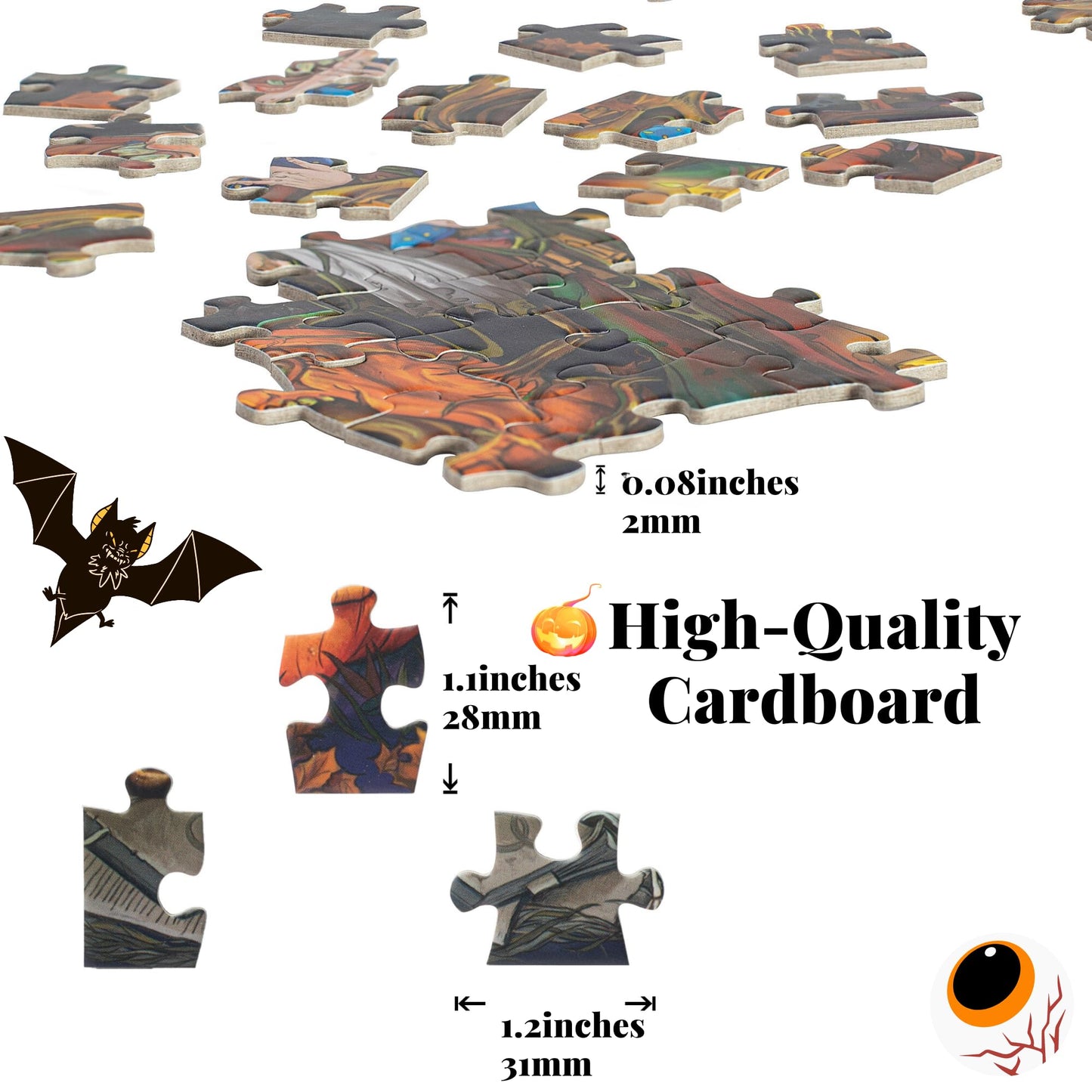 Halloween Jigsaw Puzzle 1000 Piece For Adult Family,Horror Halloween Witches Ghost Party,Perfect Snap 27.6X19.7 Inches