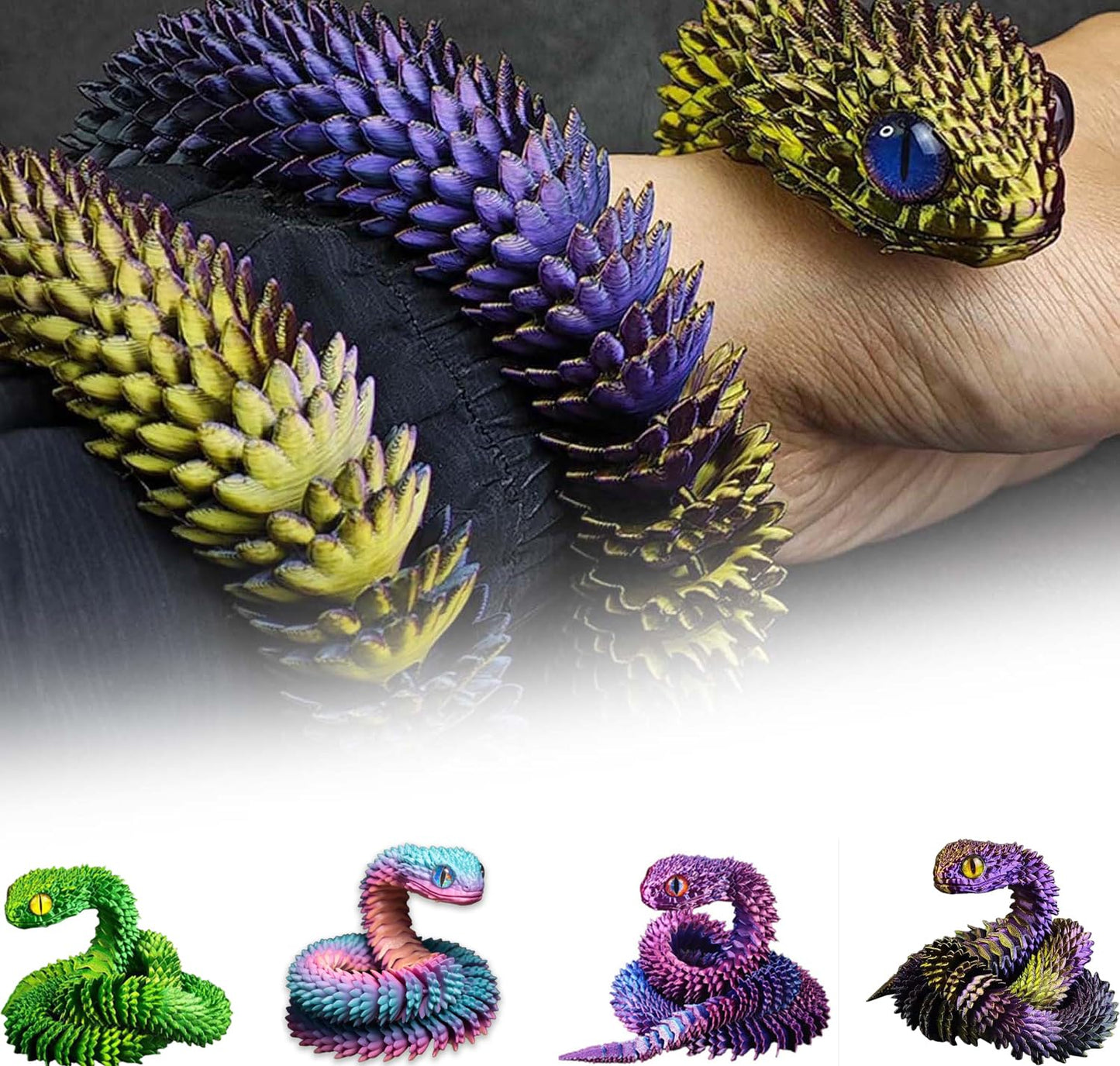 3D Printed Animals Set 3D Printed Snake Toys 3D Printed Articulated Flexible Fidget Toy 3D Printed Animals Exquisite Cute Pet To