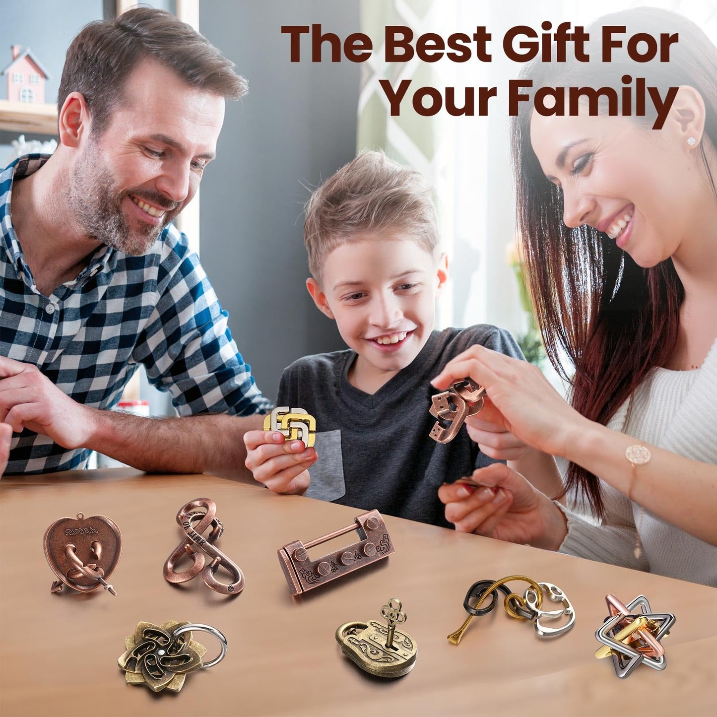 Wettarn 9 Pcs Metal Brain Teaser Puzzles Teaser 3D Steel Puzzle For Adults Unlock Interlocking Puzzle Adult Iq Education Smart Puzzle Toys Gift For Christmas(Fun Style)