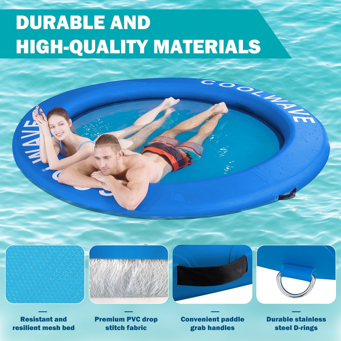 Coolwave Inflatable Water Hammock, Round Floating Ring For Pool And Lake, Portable Water Hammock For Parties And Relaxion, Avail