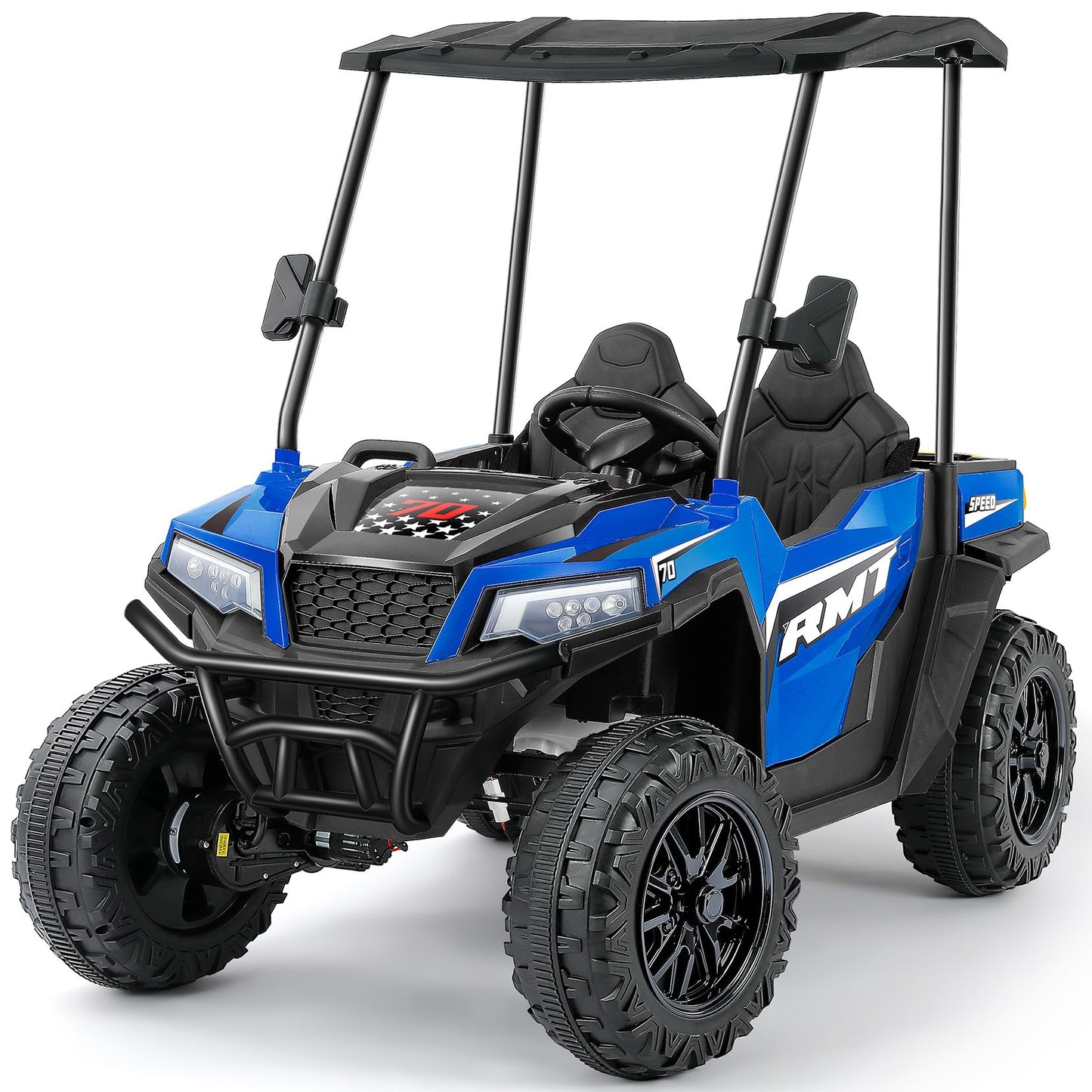 ELEMARA Ride On Dump Truck w/Dump Bed and Shovel, Ride on UTV 2 Seater w/Sun Shade, Max 4.0MPH & 150lbs,12V 10AH Kids Electric V