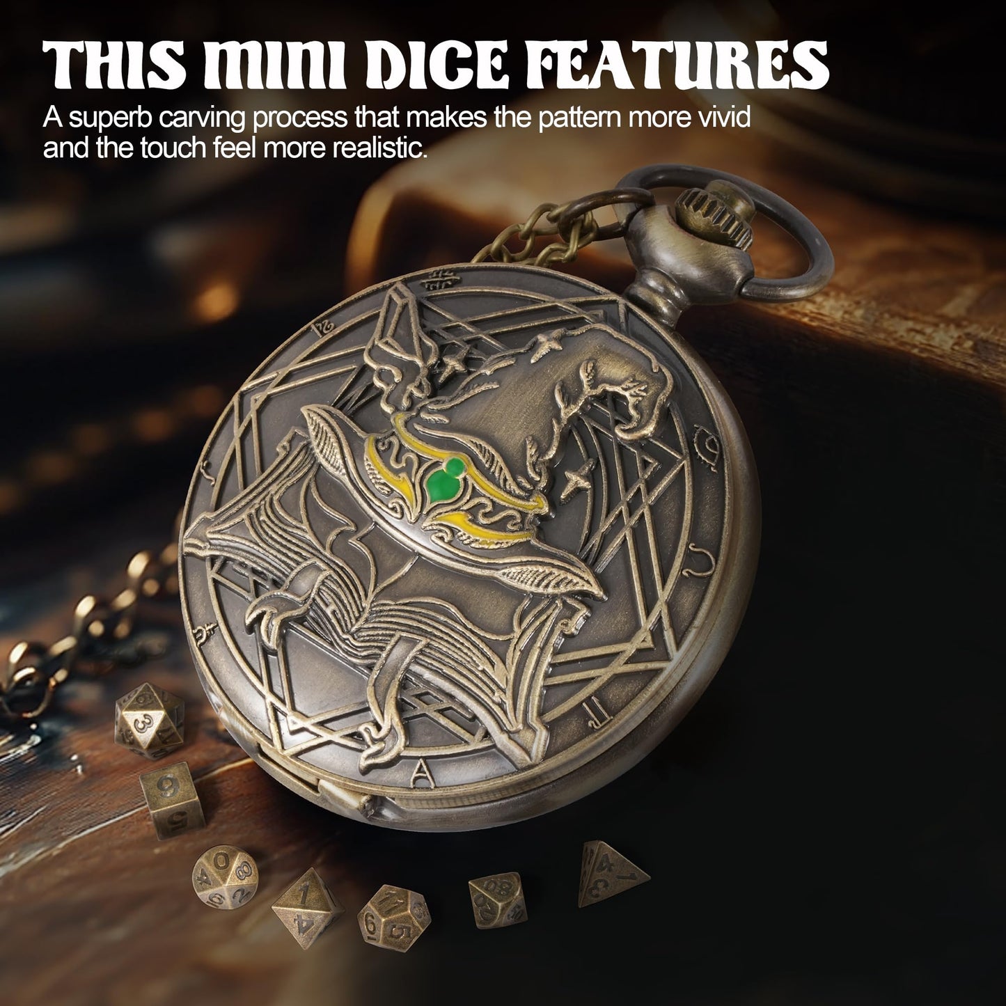 Banloga D&D Dice Set,7PCS Metal Dice for Dungeons and Dragons,Mini Dice Set with Pocket Watch Case,Role Playing Board Games Acce