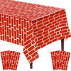 Chumia 6 Pcs Brick Tablecloth Brick Wrapping Paper Wall Backdrop Wallpaper Decoration for Halloween Christmas Party Supplies 54