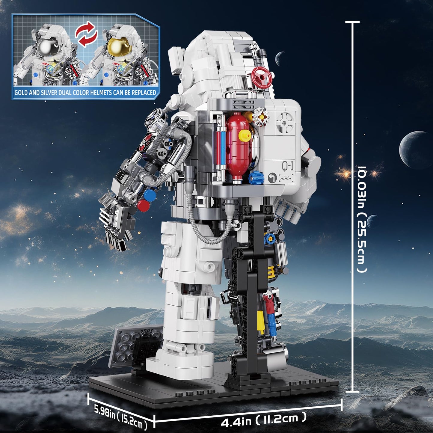 Space Astronaut Building Set Compatible With Lego Space Model With Led Light Fors Adults Gifts For Boys 6+, 907 Pcs Cool Collectible Gift Toys For Adults