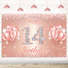 Happy 14Th Birthday Banner Backdrop - 14 Birthday Party Decorations Supplies For Girls Or Boys - Rose Gold 4 X 10Ft