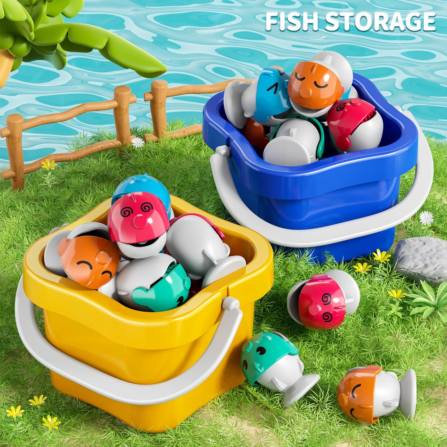 Watudou Magnetic Fishing Game For Kids Toddlers 3-5, 70 Pcs Fishing Toys For Kids Toddlers 3-5, Fishing Table Toys Board Game Bi
