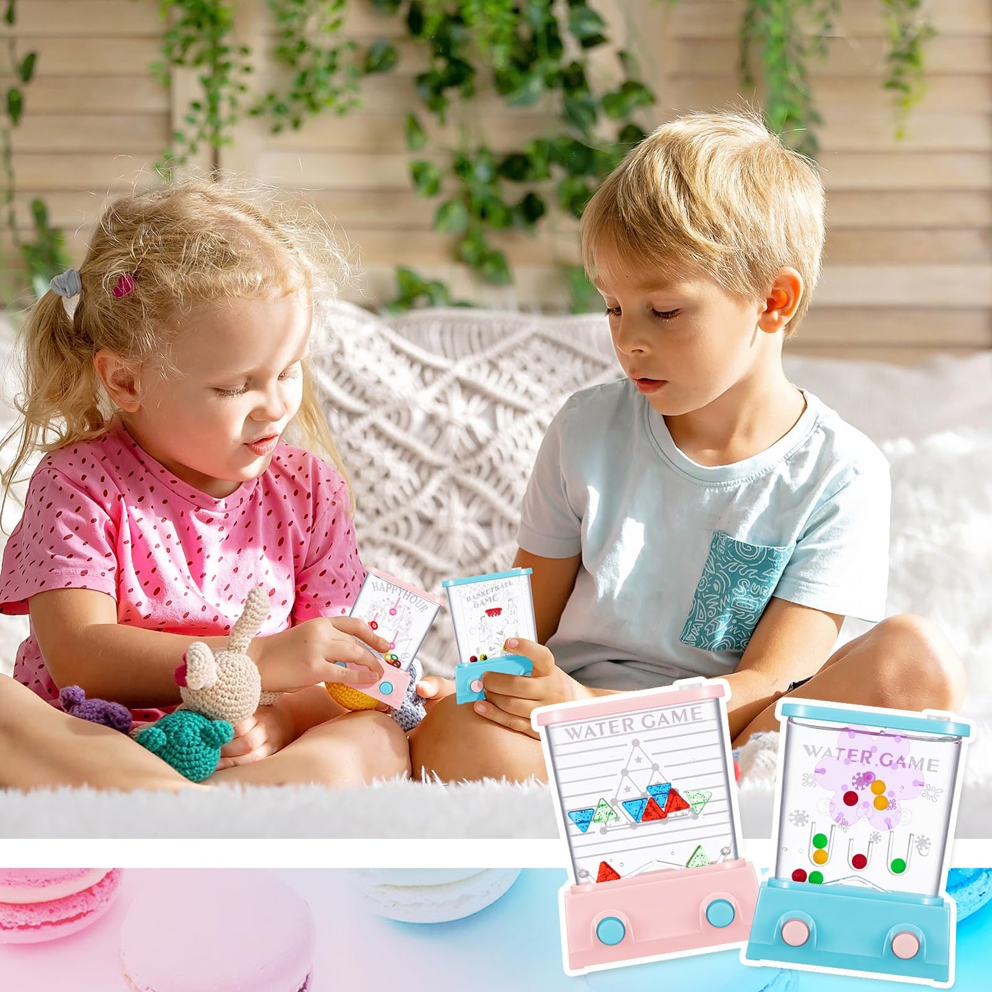 Gejoy 4 Pieces Water Games Handheld Valentines Day Gifts For Kids Mini Waterful Ring Toss Retro Pastime Toys Car Games Birthday Party Favor For Classroom Kids Adults Gifts(Elegant Style)