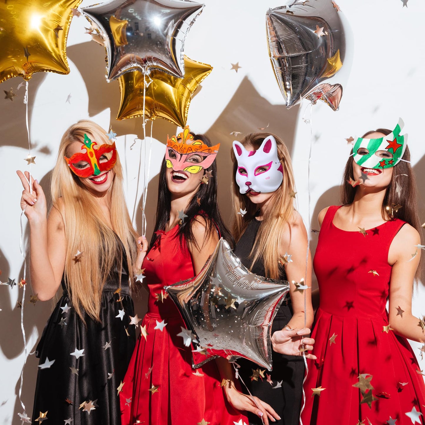 Aoriher 100 Pcs 100/50/30 Pcs Paper Mache Masks Bulk DIY Blank Halloween Cat Mask for Costume Cosplay Party Mardi Gras Masquerad