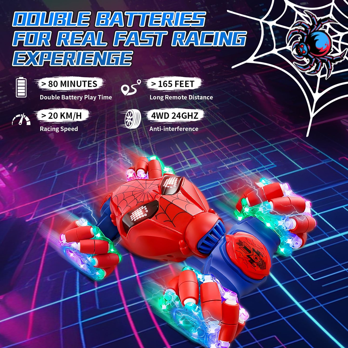 S-pider Rc Gesture Sensing Stunt Car Toys for Boys 4-14 Years Old, Drift Hand Control Remote Control Cars with Light & Music, 36
