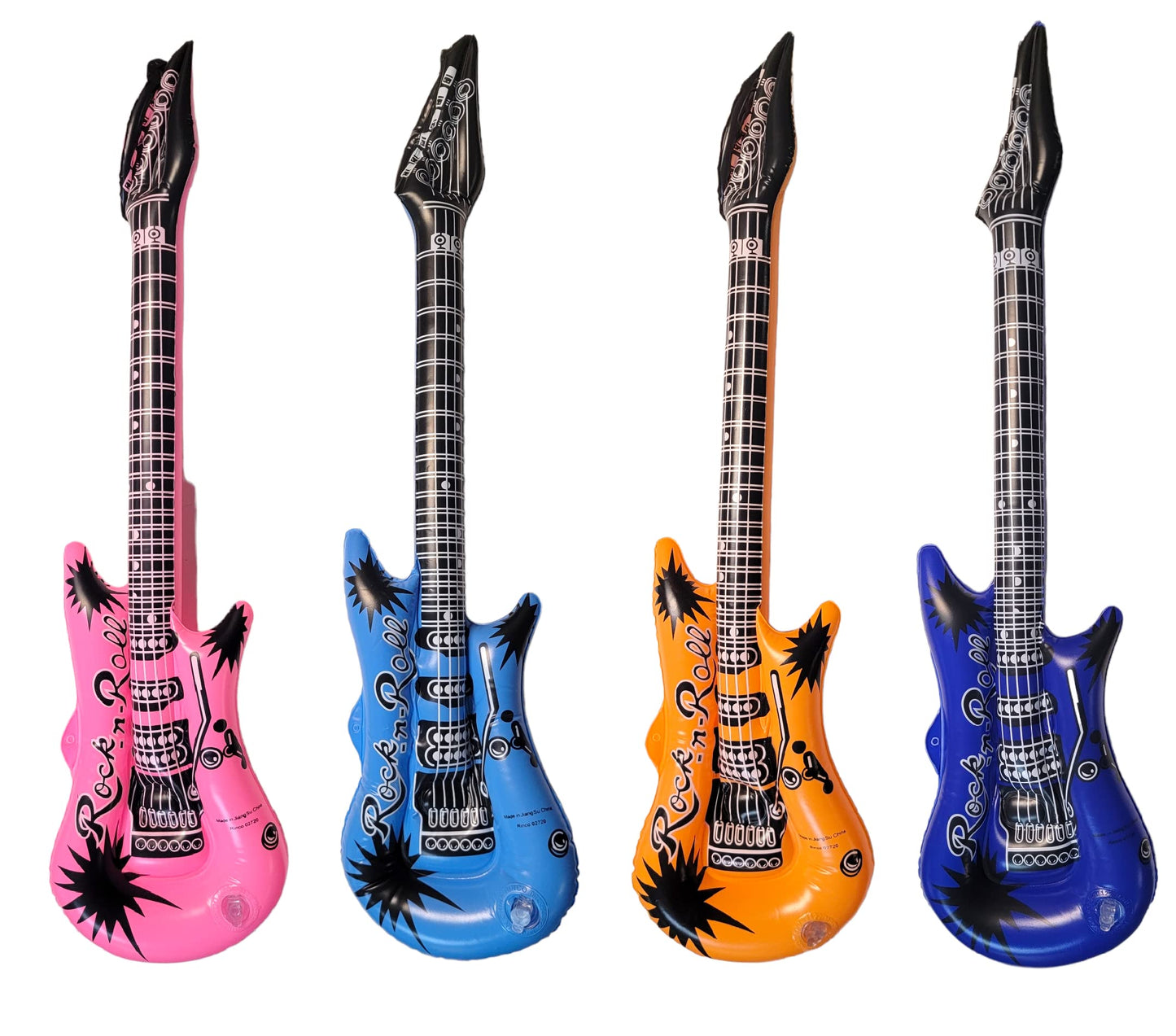 Zugar Land Rock Inflatable Mini Guitars (23 Inches) Vinyl. Perfect Party Favor, Dj Dance 80S Rocker (Mini Rock-N-Roll (4 Pack))