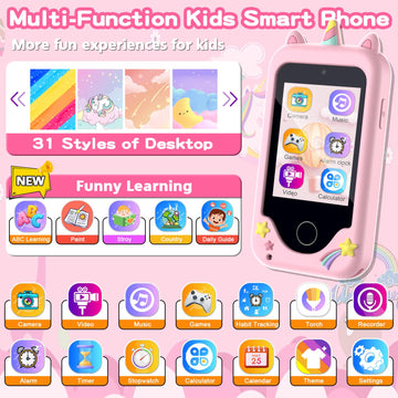 Kids Phone for Girls, Toys for 3-10 Year Old Boys Girls Christmas Birthday Gifts for Kids, Touchscreen Toddler Smartphone Learni