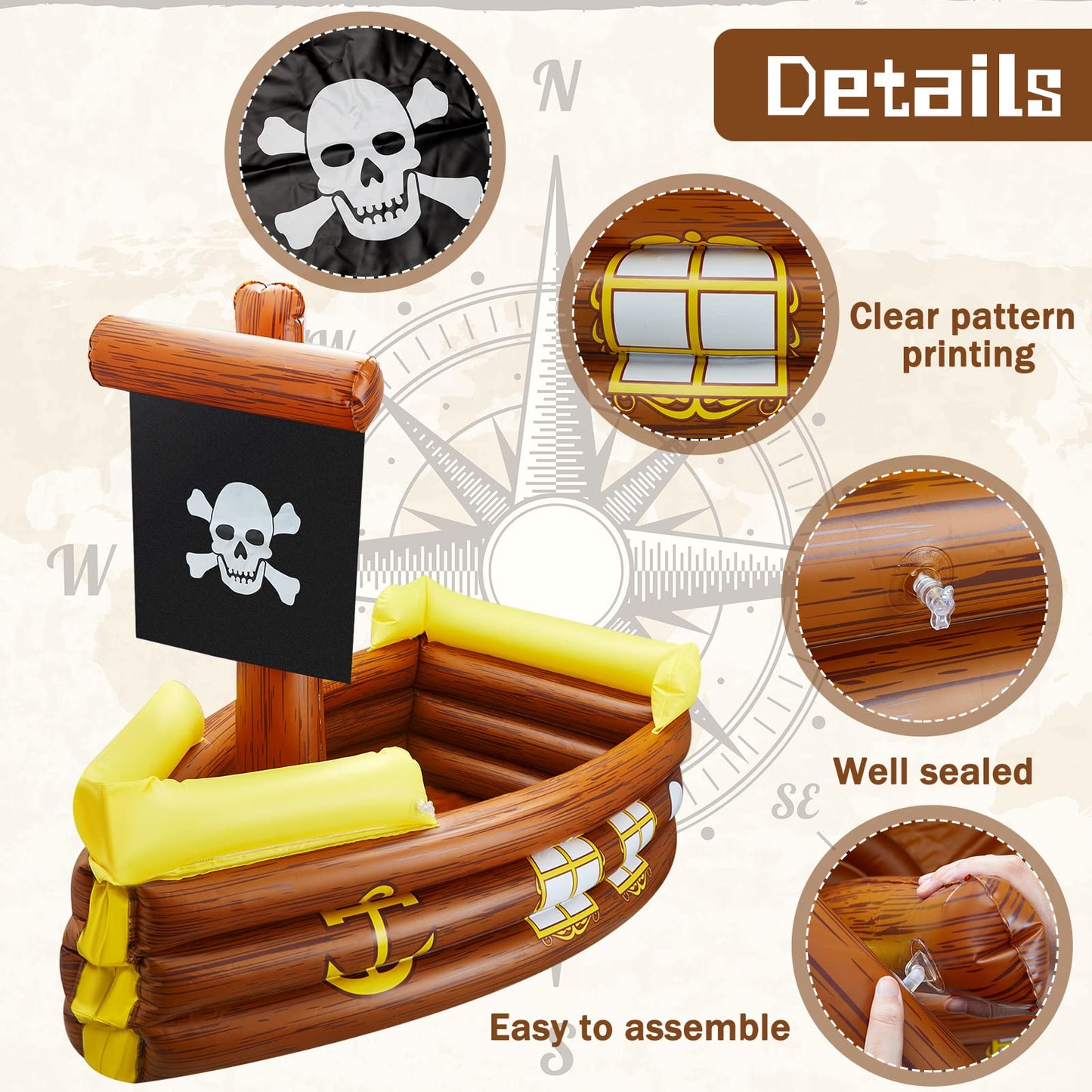 Inflatable Pirate Ship Cooler Halloween Inflatable Cooler For Halloween Birthday Party Decorations Pool Party Supplies Inflatabl