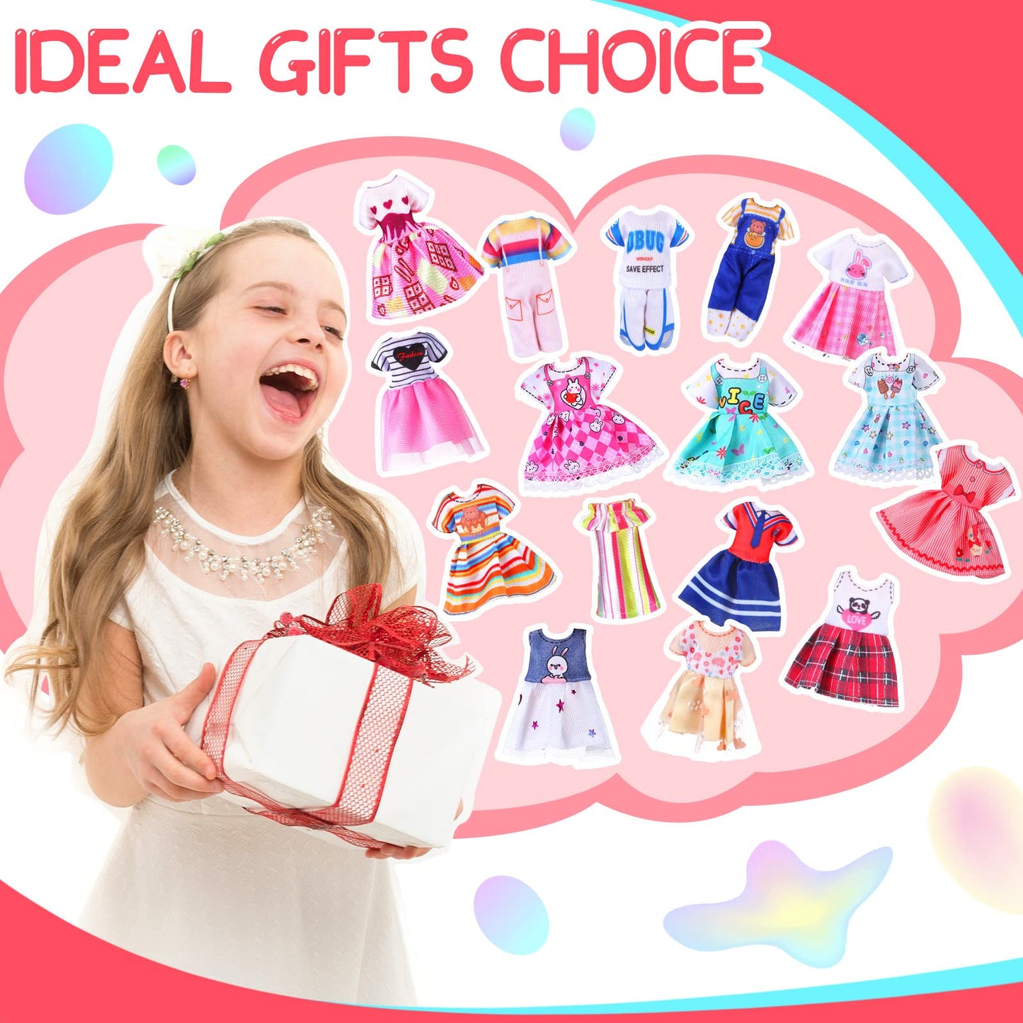 16 Pcs Girl Doll Clothes Lovely Outfits Mini Doll Clothes 6 Inch Dolls Accessories For Kids Birthday Outfit (Cute Girls)
