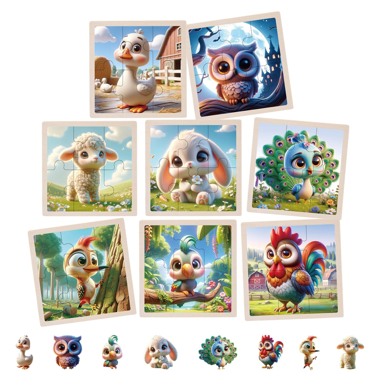 Einzufuf Puzzles For Toddlers 2-4, 8 Packs 6 Pcs Pets Puzzles For Kids Ages 4-6 Montessori Toys Educational Toys - 2 3 4 5 Years