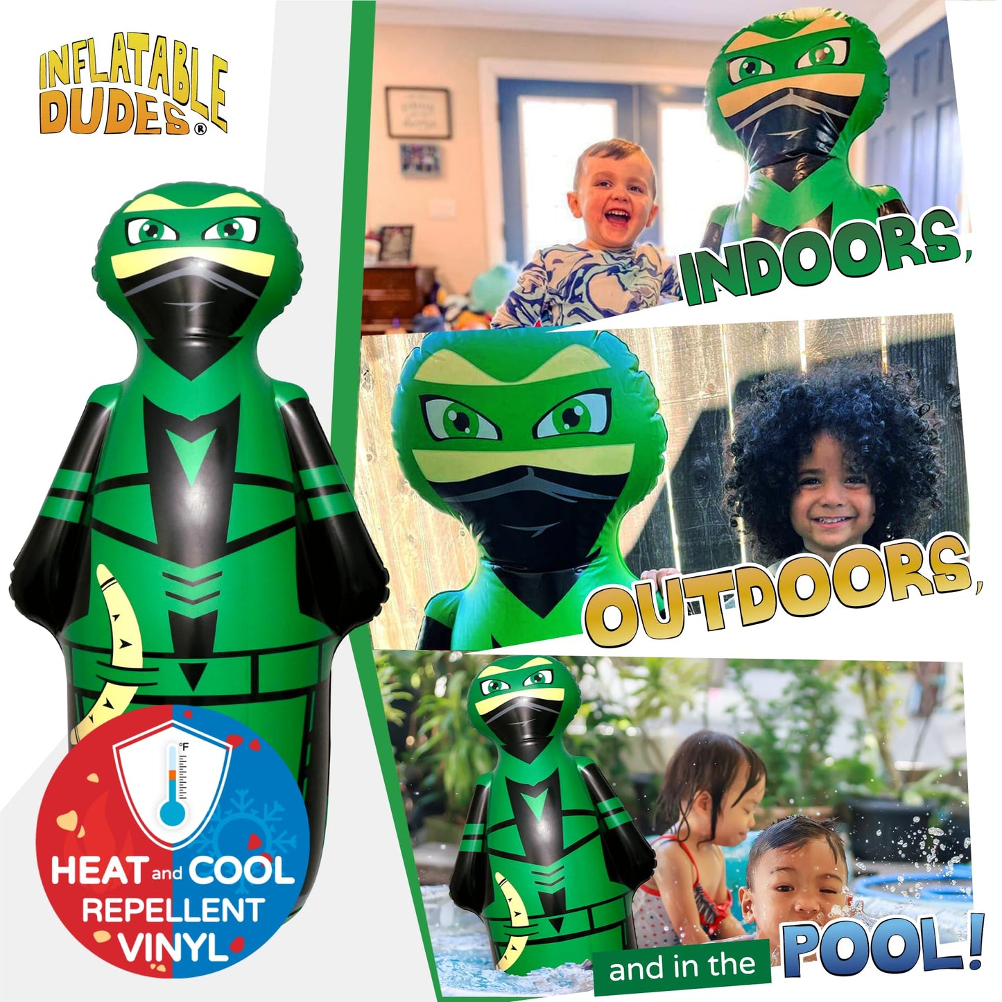 Inflatable Dudes Ninja 47 Inches -Kids Punching Bag | Already Filled With Sand| Bop Bag | Inflatable Punching Toy | Party Games