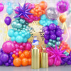 Disco Balloon Arch, 125 Pcs 80S Balloon Arch Kit Mit Hot Pink And Purple Teal Orange Metallic Green Balloons, 22 Inch Disco Ball