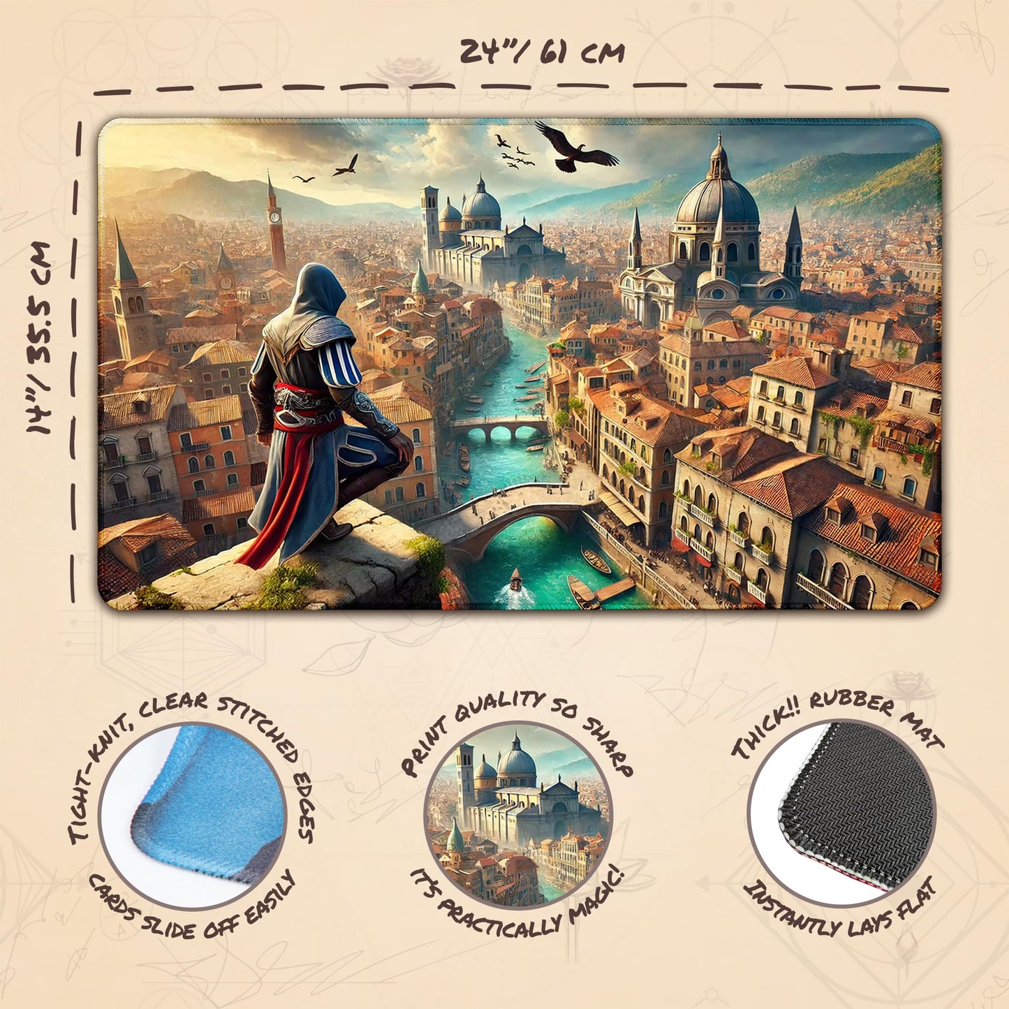 Wizcraft Gaming Paramint Assassin Overlooking (Stitched) - Mtg Playmat - Compatible With Magic The Gathering Playmat - Play Mtg,