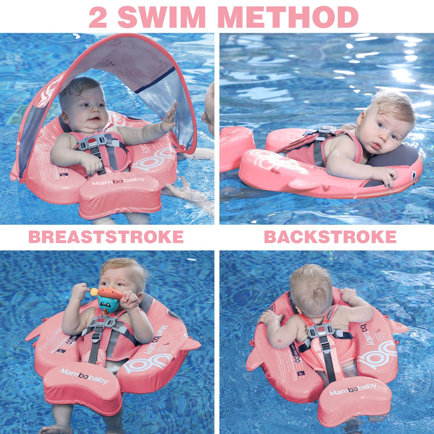 Joyooss Mambobaby Float With Canopy, Never Flip Over Baby Pool Float Float With Canopy Non Inflatable Infant Pool Float, Water F