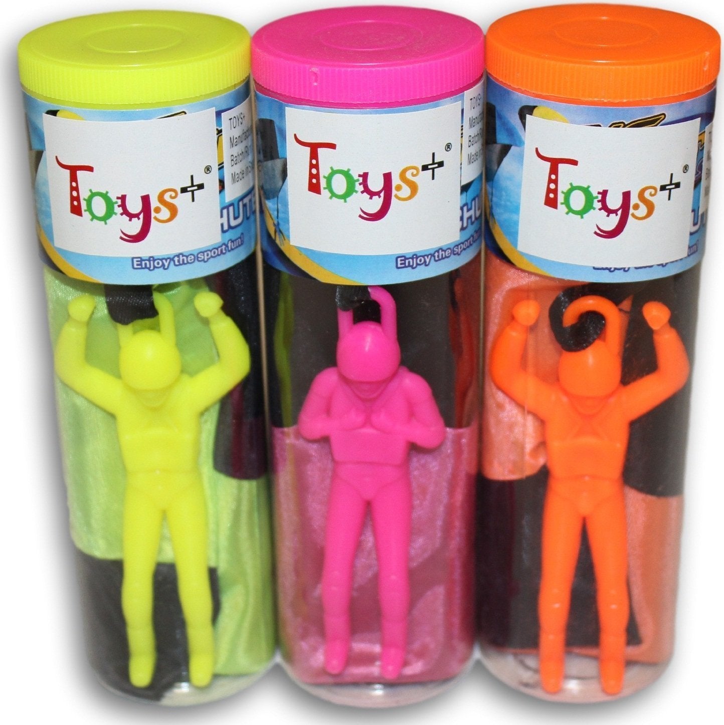 Toys+ Skydiver Parachute Men 3 Piece Set- Tangle Free (Colors And Styles May Vary)