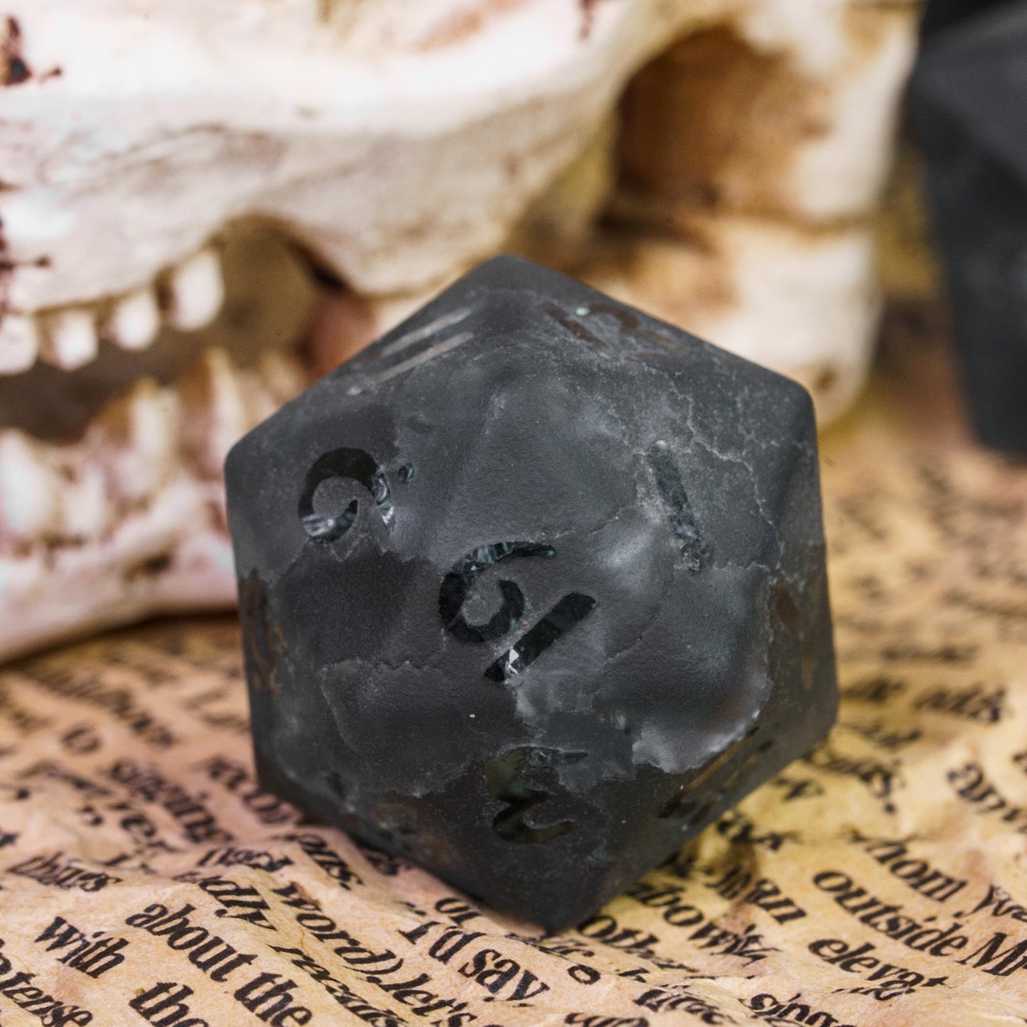 Udixi Black Cracked Glass Dice Set D&D, 7 Piece Glass Polyhedral Dnd Dice For Dungeons And Dragon Tabletop Game