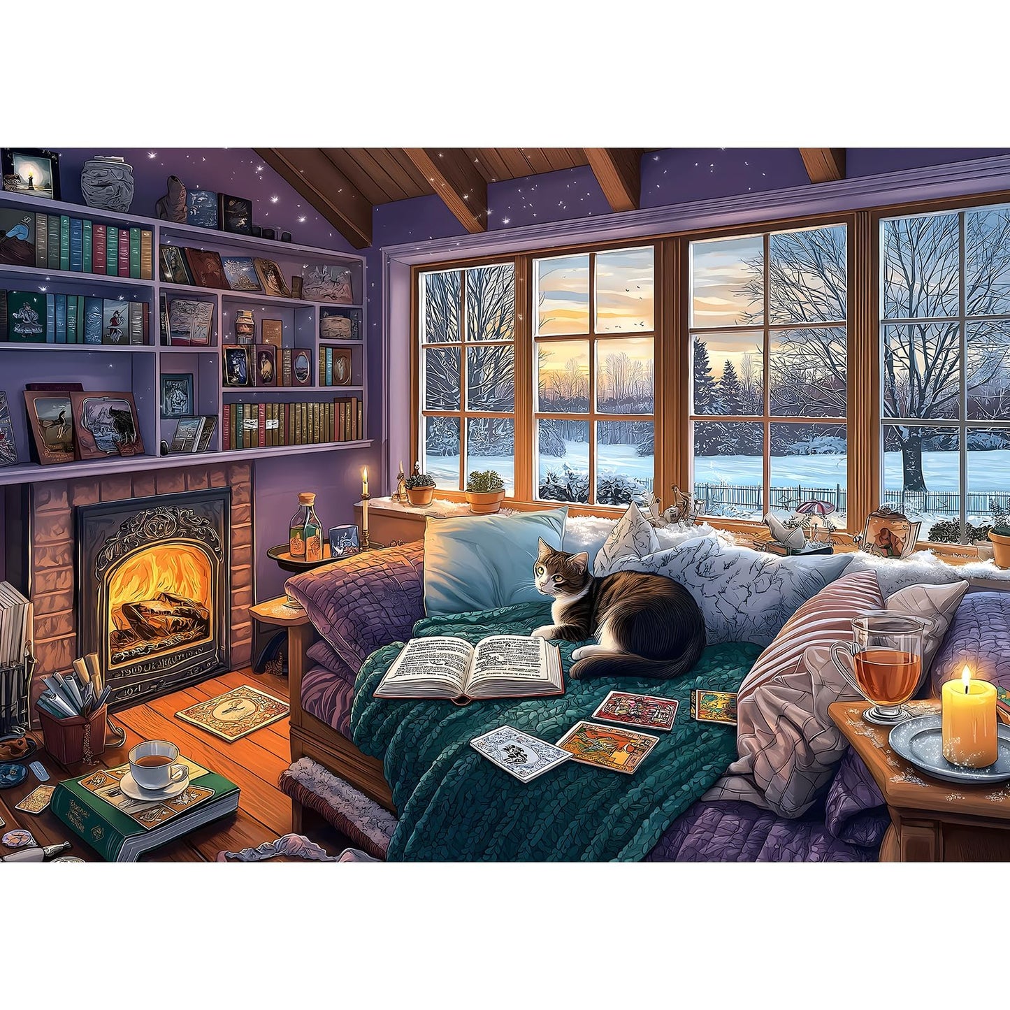 Read Room Puzzles For Adults 500 Pieces Book Jigsaw Puzzles For Adults Puzzles 500 Pieces Winter Reading Nook Scene Challenging
